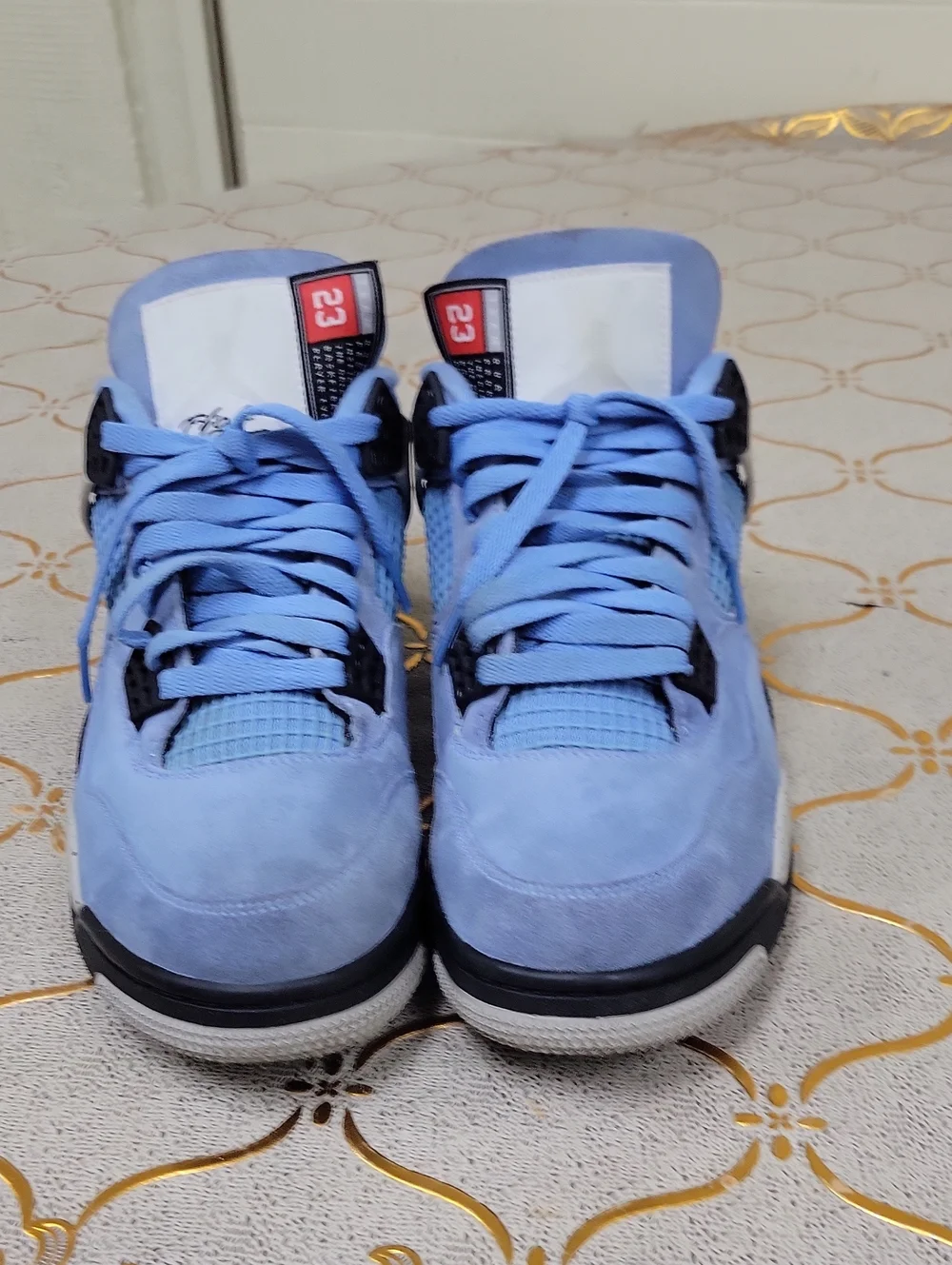Jordan Men's Light Blue and Black Retro Basketball Sneakers